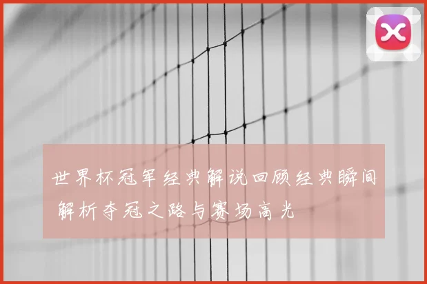 世界杯冠军经典解说回顾经典瞬间 解析夺冠之路与赛场高光